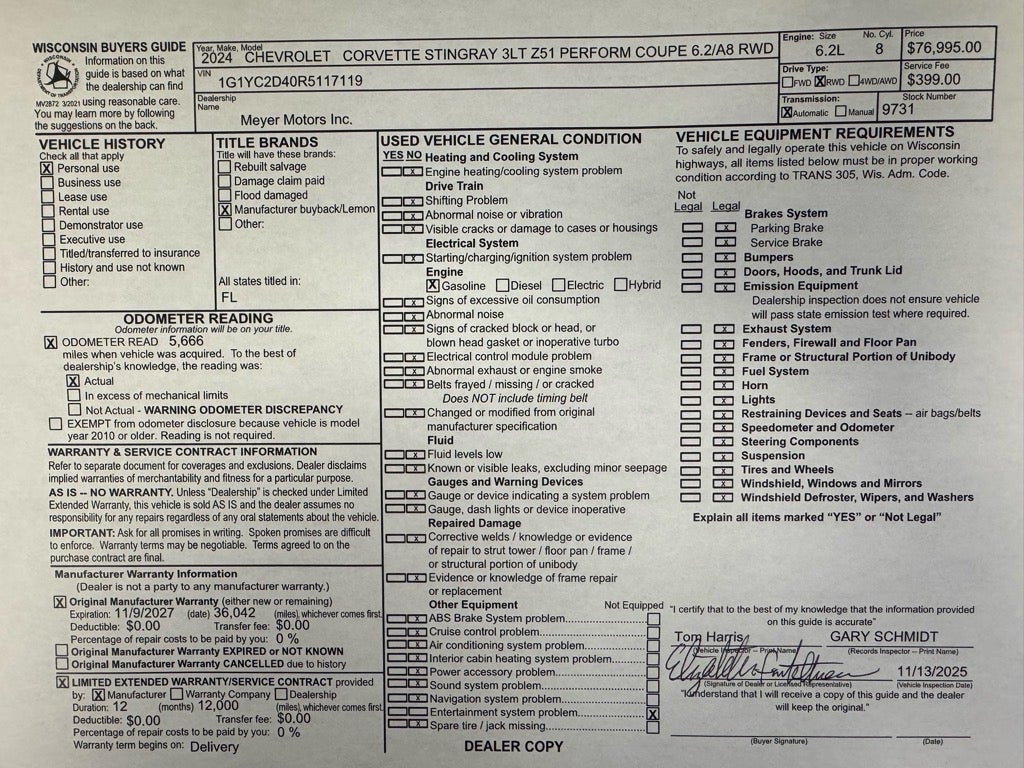 2024 Chevrolet Corvette Stingray 3LT