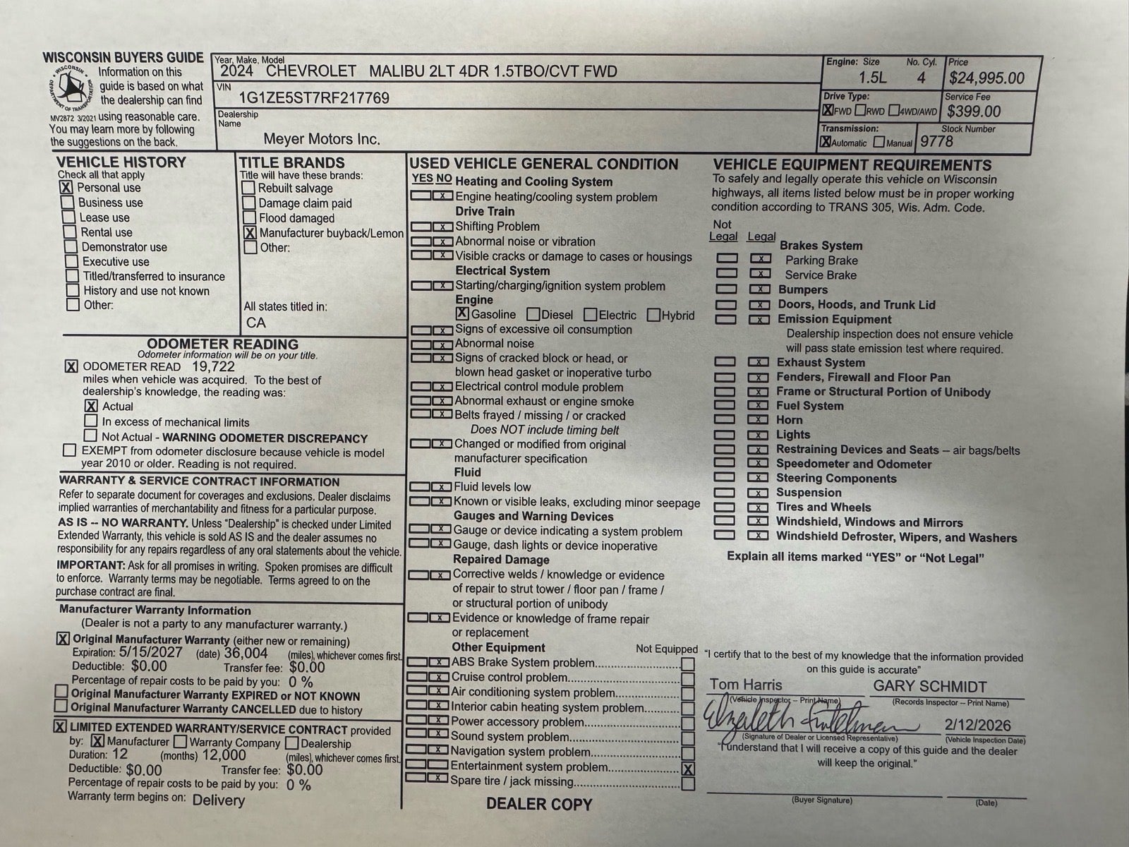 2024 Chevrolet Malibu 2LT