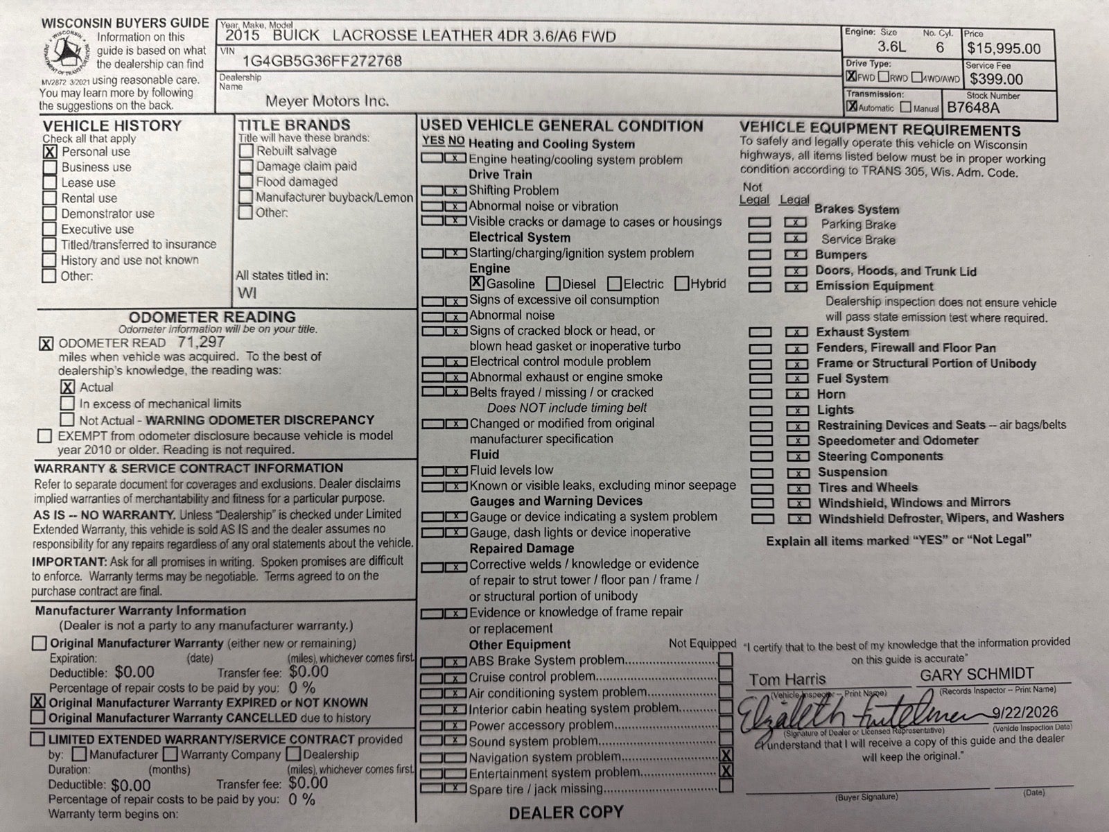 2015 Buick LaCrosse Leather
