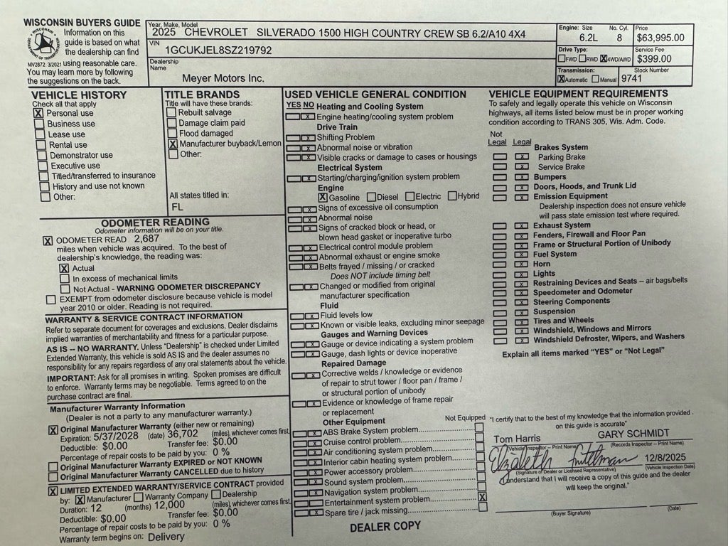 2025 Chevrolet Silverado 1500 High Country