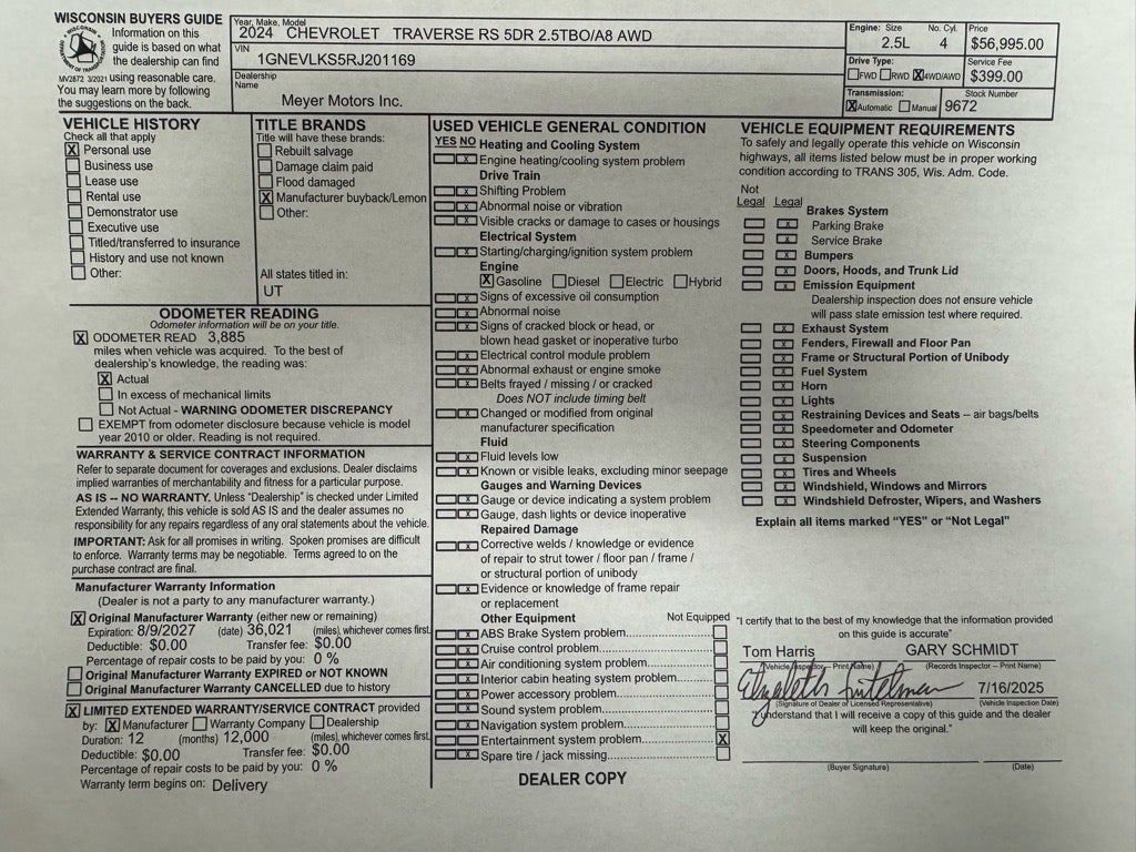 2024 Chevrolet Traverse RS