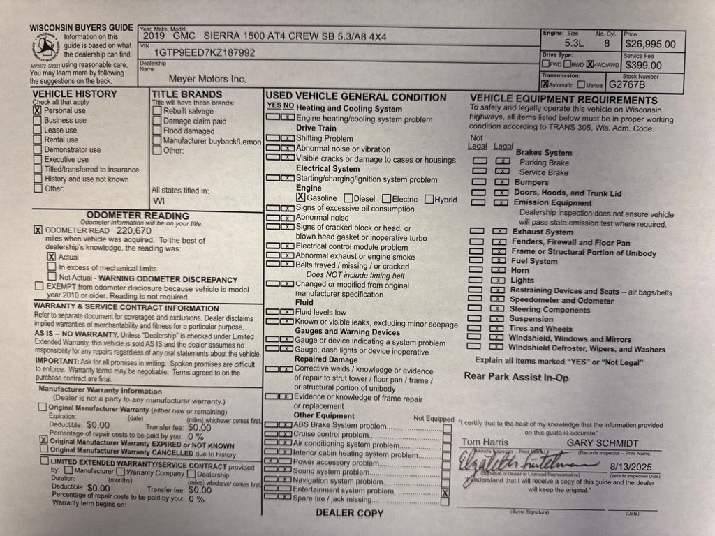 2019 GMC Sierra 1500 AT4