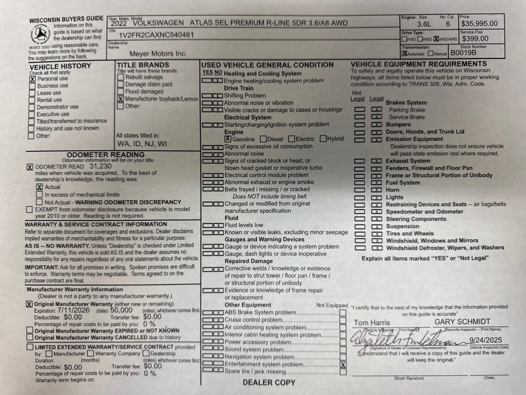 2022 Volkswagen Atlas 3.6L V6 SEL Premium R-Line