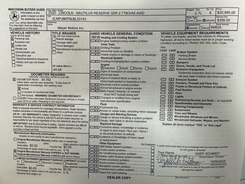 2020 Lincoln Nautilus Reserve