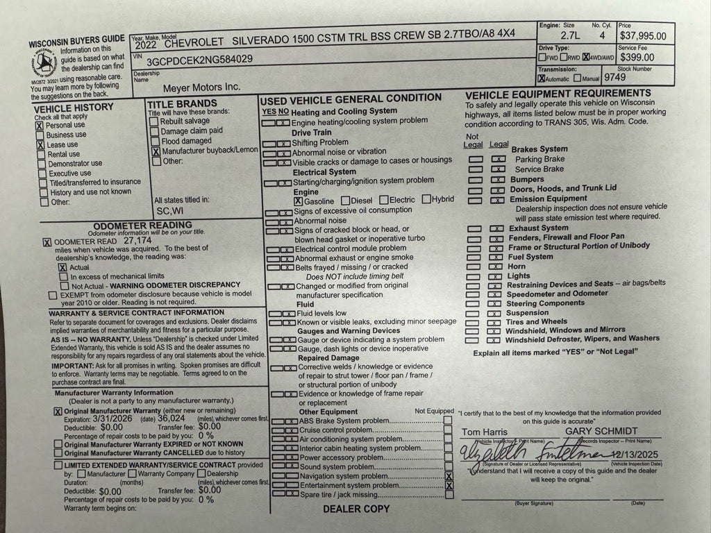 2022 Chevrolet Silverado 1500 Custom Trail Boss