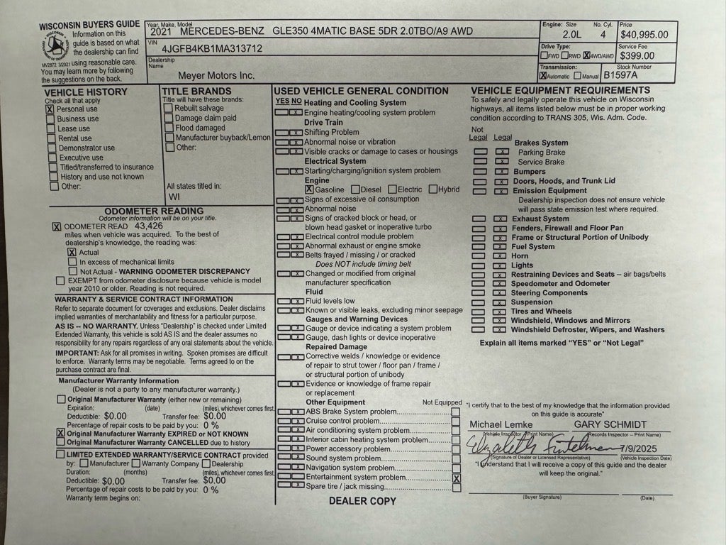 2021 MERCEDES-B GLE 350 Base