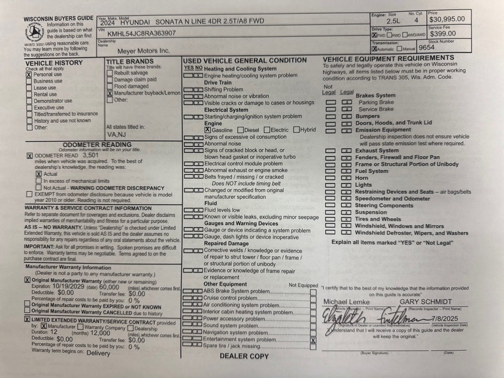 2024 Hyundai Sonata N Line